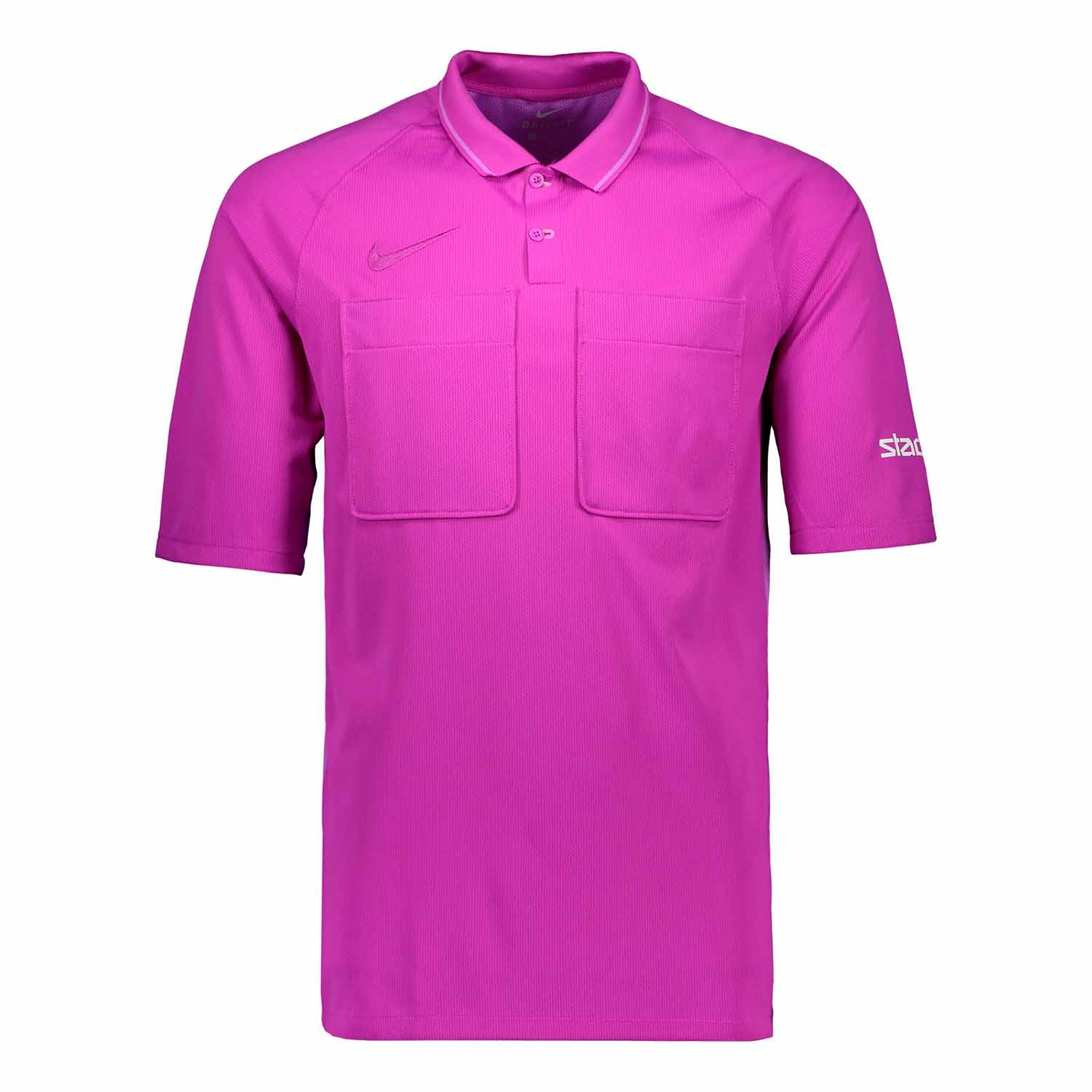 Pinkki, tuomarille tarkoitettu Niken lyhythihainen paita. Niken DRI-Fit materiaali tekee paidasta hengittävän ja pitää ihon kuivana.