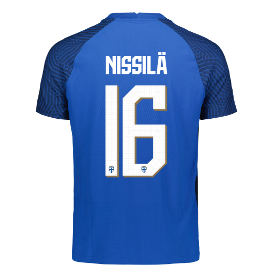 Suomi Virallinen Vieraspelipaita 2022/23, Nissilä painatus