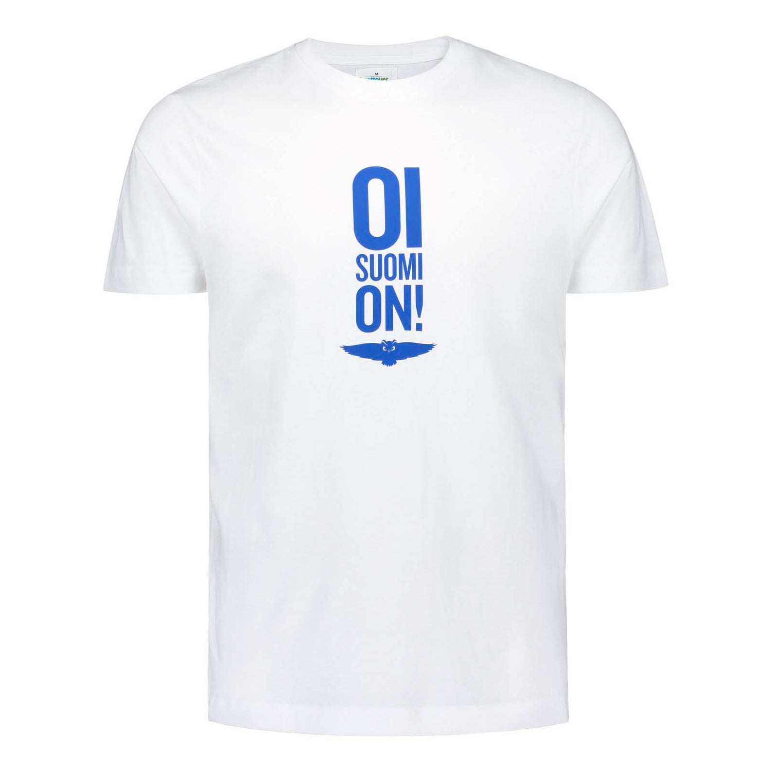 Oi Suomi on! -t-paita valkoinen. Materiaali 100 % ekologista Reilun kaupan puuvillaa. 